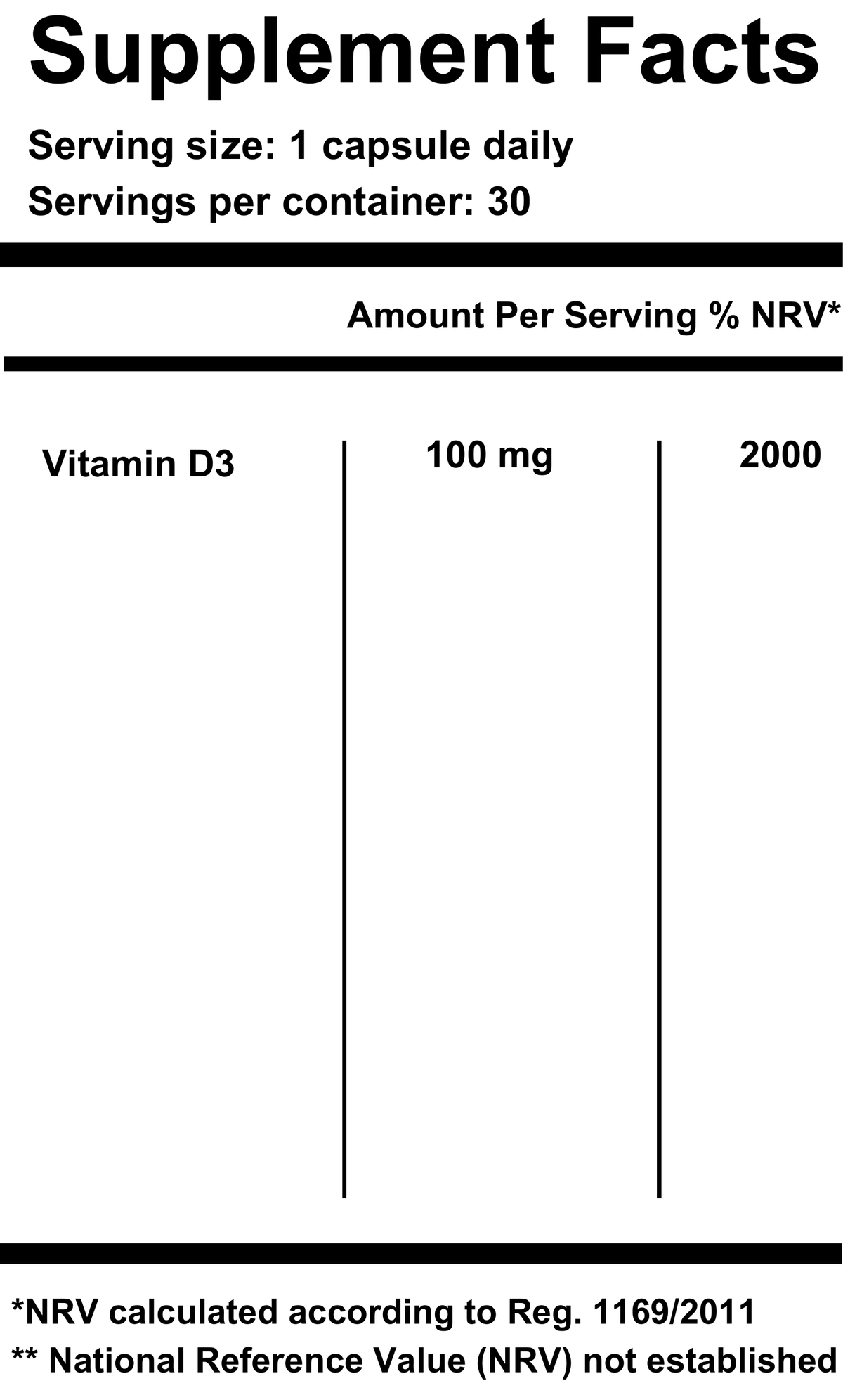 Liposomal Vitamin D3 2000 IU — Supplement Facts label